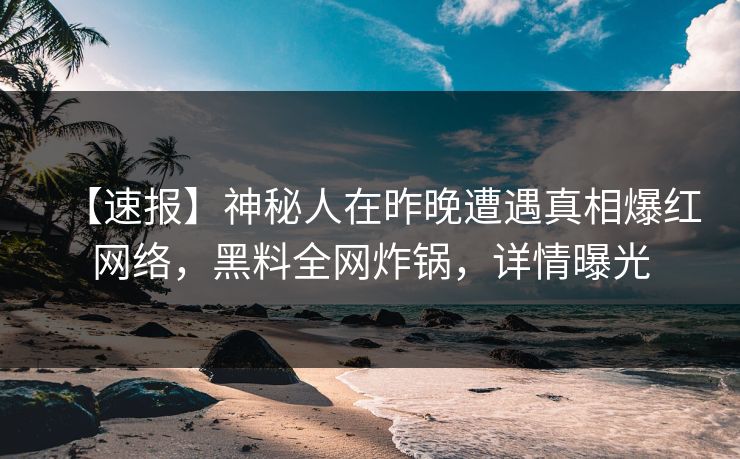 【速报】神秘人在昨晚遭遇真相爆红网络，黑料全网炸锅，详情曝光