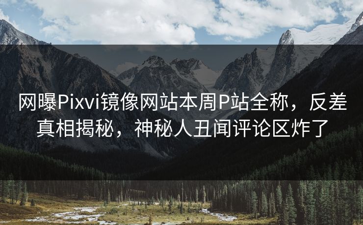网曝Pixvi镜像网站本周P站全称，反差真相揭秘，神秘人丑闻评论区炸了