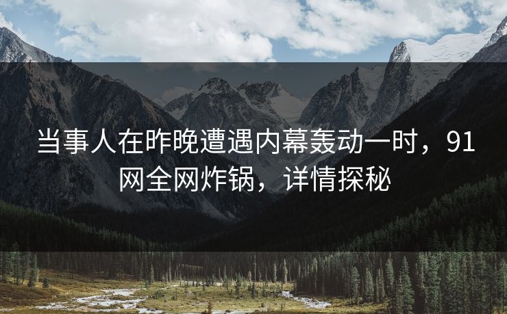 当事人在昨晚遭遇内幕轰动一时，91网全网炸锅，详情探秘