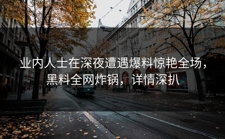 业内人士在深夜遭遇爆料惊艳全场，黑料全网炸锅，详情深扒