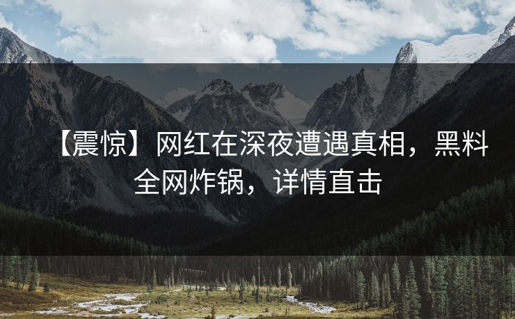 【震惊】网红在深夜遭遇真相，黑料全网炸锅，详情直击