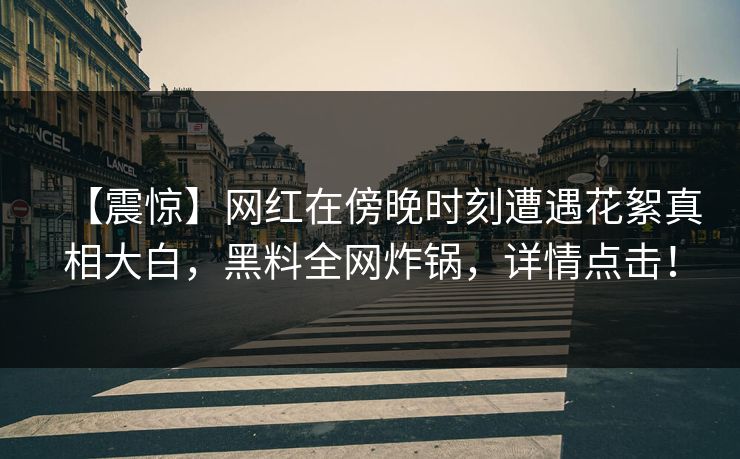 【震惊】网红在傍晚时刻遭遇花絮真相大白，黑料全网炸锅，详情点击！