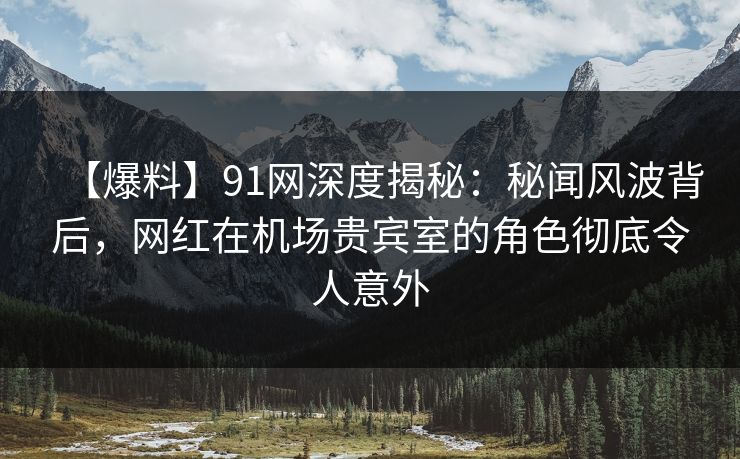 【爆料】91网深度揭秘：秘闻风波背后，网红在机场贵宾室的角色彻底令人意外