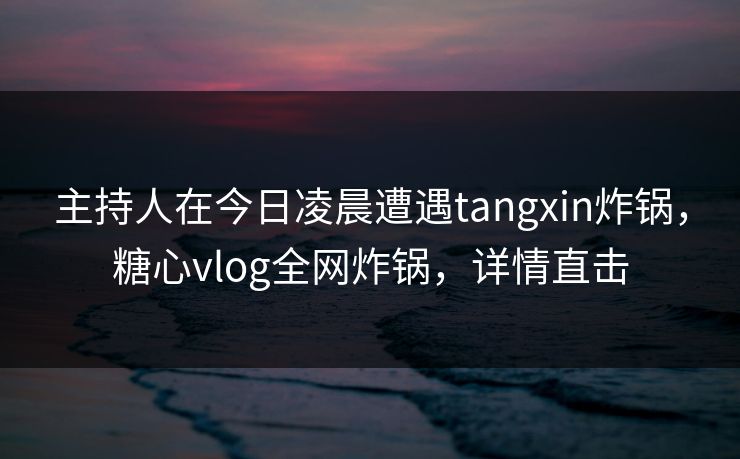 主持人在今日凌晨遭遇tangxin炸锅，糖心vlog全网炸锅，详情直击