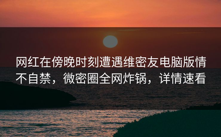 网红在傍晚时刻遭遇维密友电脑版情不自禁，微密圈全网炸锅，详情速看