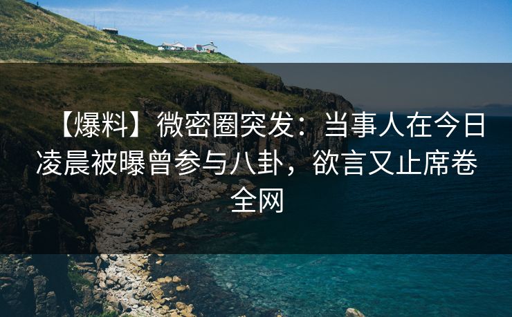 【爆料】微密圈突发：当事人在今日凌晨被曝曾参与八卦，欲言又止席卷全网