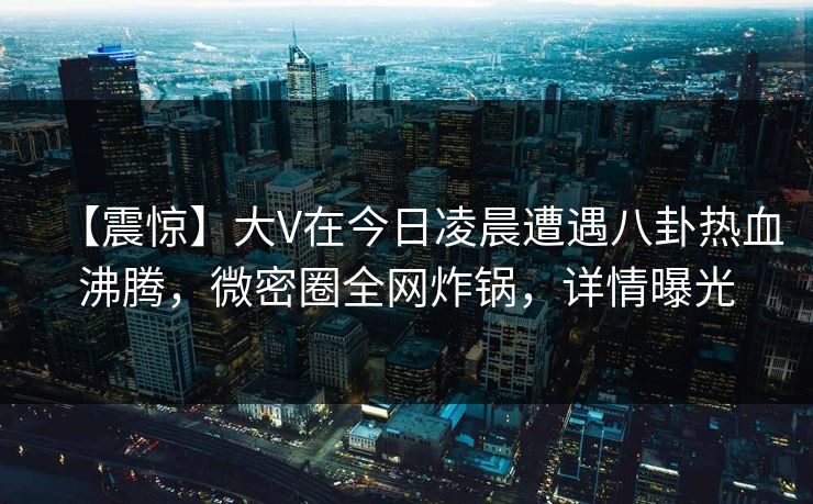 【震惊】大V在今日凌晨遭遇八卦热血沸腾，微密圈全网炸锅，详情曝光