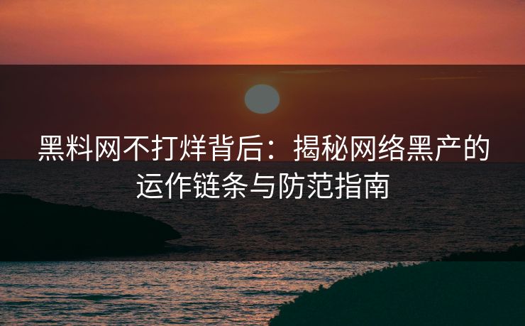 黑料网不打烊背后：揭秘网络黑产的运作链条与防范指南